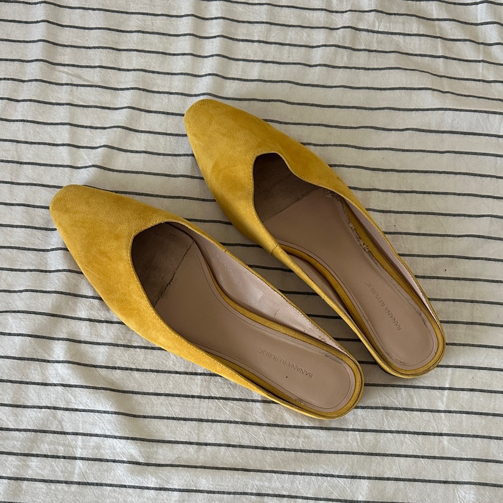 Banana Republic Mustard Suede Mules